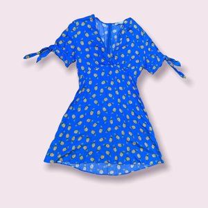 ZARA Blue Pineapple Dress Size XS Boho Tropical